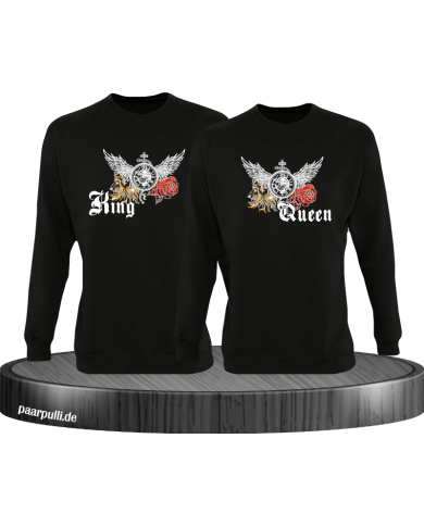 King and Queen mit Rose und Löwe Sweatshirt King and Queen mit Rose und Löwe Sweatshirt