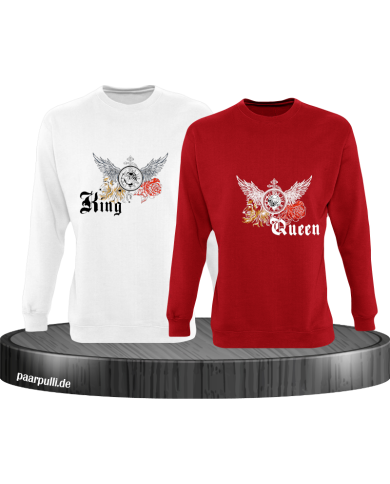 King and Queen mit Rose und Löwe Sweatshirt King and Queen mit Rose und Löwe Sweatshirt