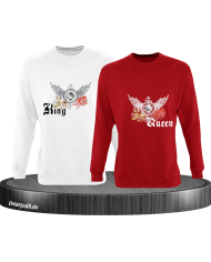 King and Queen mit Rose und Löwe Sweatshirt