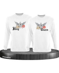 King and Queen mit Rose und Löwe Sweatshirt