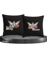 King and Queen mit Rose und Löwe Kissenbezüge Set