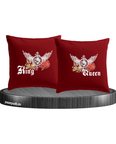 King and Queen mit Rose und Löwe Kissenbezüge Set King and Queen mit Rose und Löwe Kissenbezüge Set