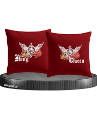 King and Queen mit Rose und Löwe Kissenbezüge Set