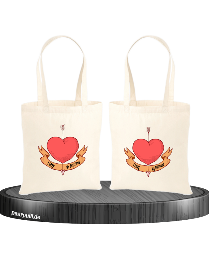 I Love my Boy/Girlfriend Jutebeutel Set