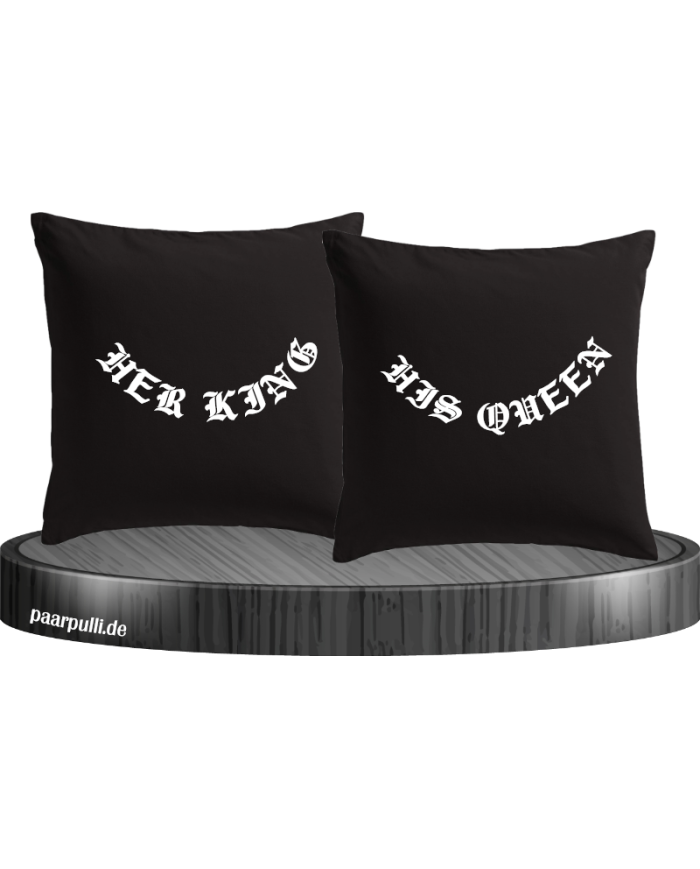 Her King His Queen gebogen Kissenbezüge Set