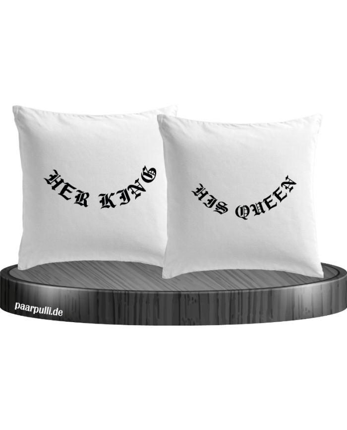 Her King His Queen gebogen Kissenbezüge Set