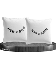 Her King His Queen gebogen Kissenbezüge Set