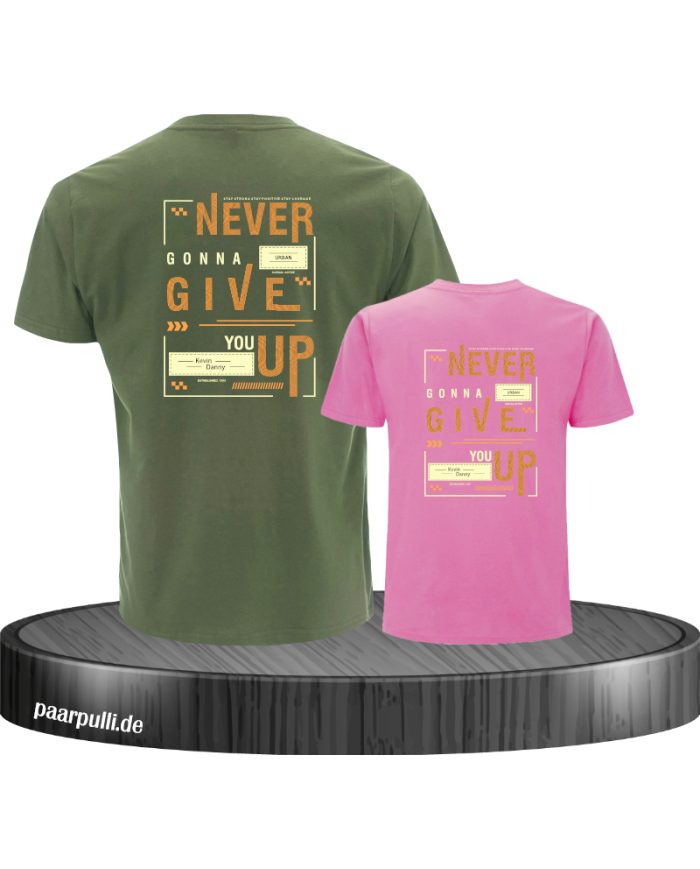 Never gonna give you up T-Shirts für Vater und Sohn