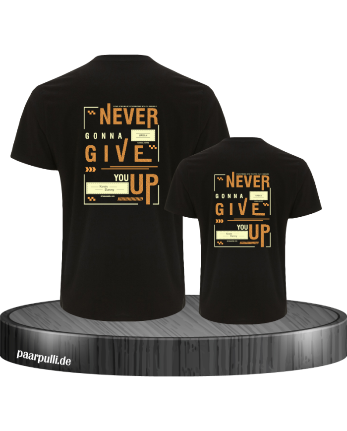 Never gonna give you up T-Shirts für Vater und Sohn