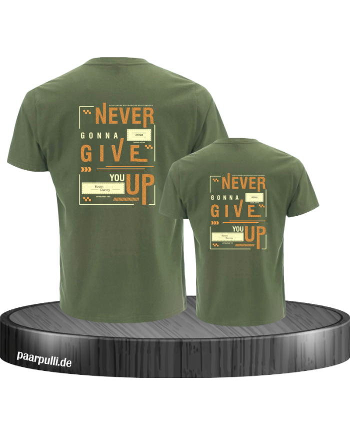 Never gonna give you up T-Shirts für Vater und Sohn