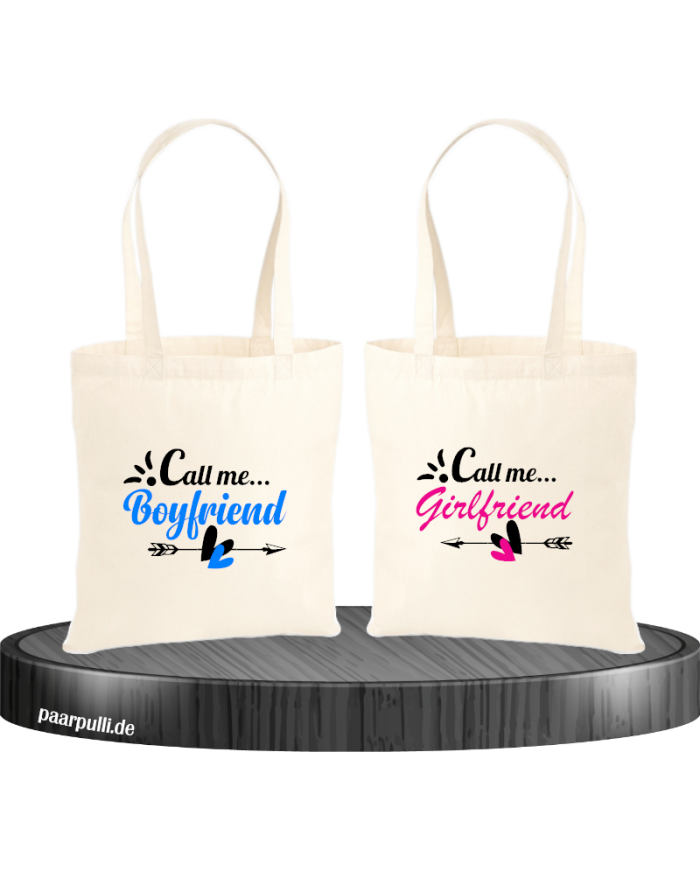 Call me Boyfriend/Girlfriend Jutebeutel Set