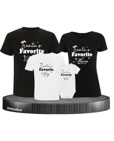 Santas Favorite 4er Familienset T-Shirts mit  Babybody Santas Favorite 4er Familienset T-Shirts mit  Babybody