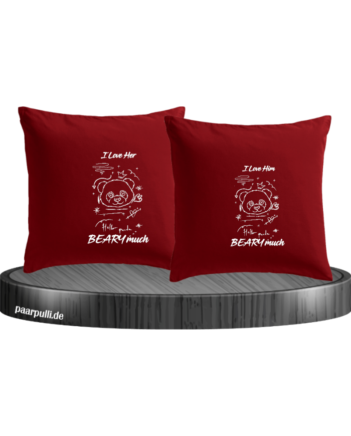 I Love Her/Him Beary much Kissenbezüge Set