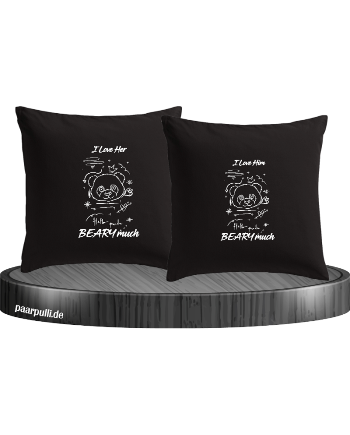 I Love Her/Him Beary much Kissenbezüge Set