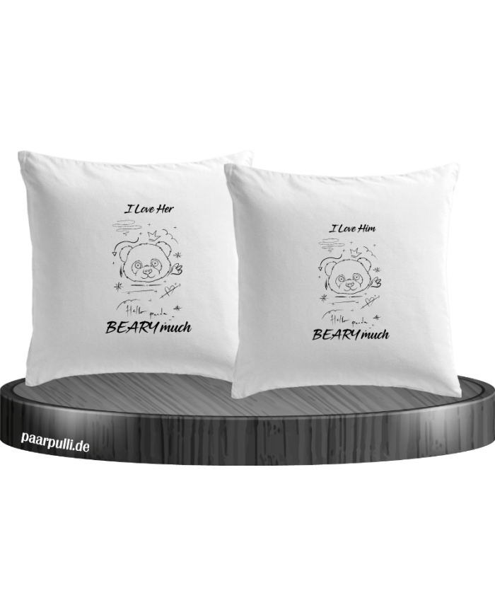 I Love Her/Him Beary much Kissenbezüge Set