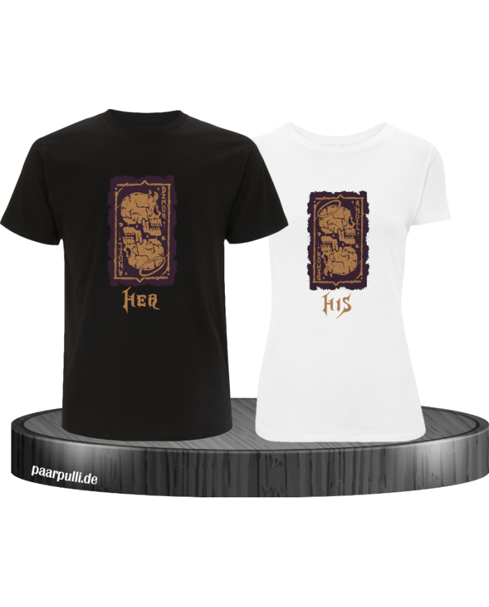 Her Demon His Angel T-Shirt schwarz weiß