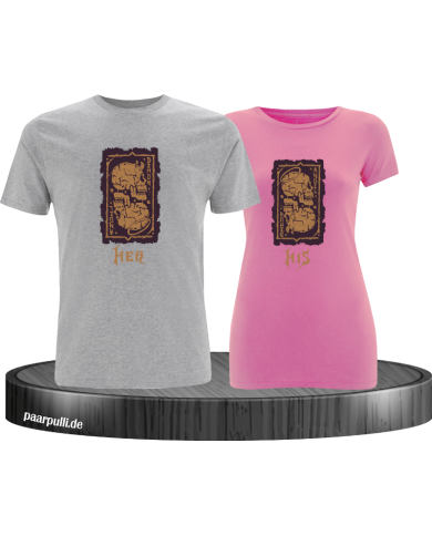 Her Demon His Angel T-Shirt grau rosa Her Demon His Angel T-Shirt grau rosa
