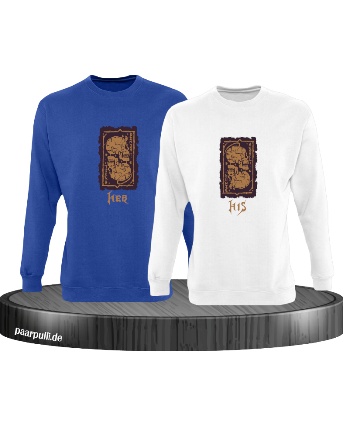 Her Demon His Angel Sweatshirt blau weiß