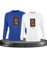 Her Demon His Angel Sweatshirt blau weiß