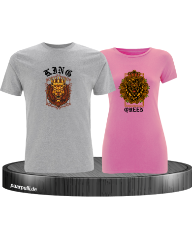 Lion King and Queen mit Wappen T-Shirt Lion King and Queen mit Wappen T-Shirt