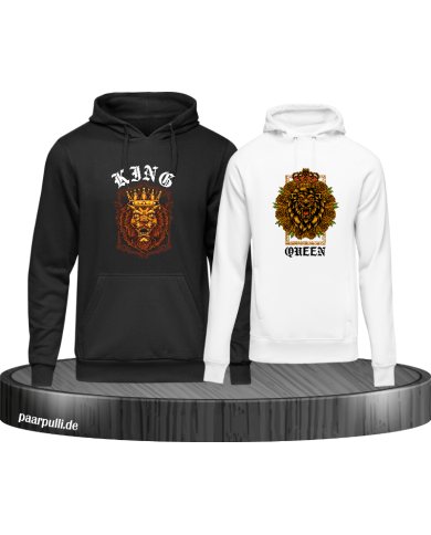 Lion King and Queen mit Wappen Hoodie Lion King and Queen mit Wappen Hoodie