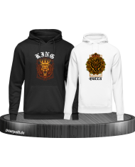 Lion King and Queen mit Wappen Hoodie