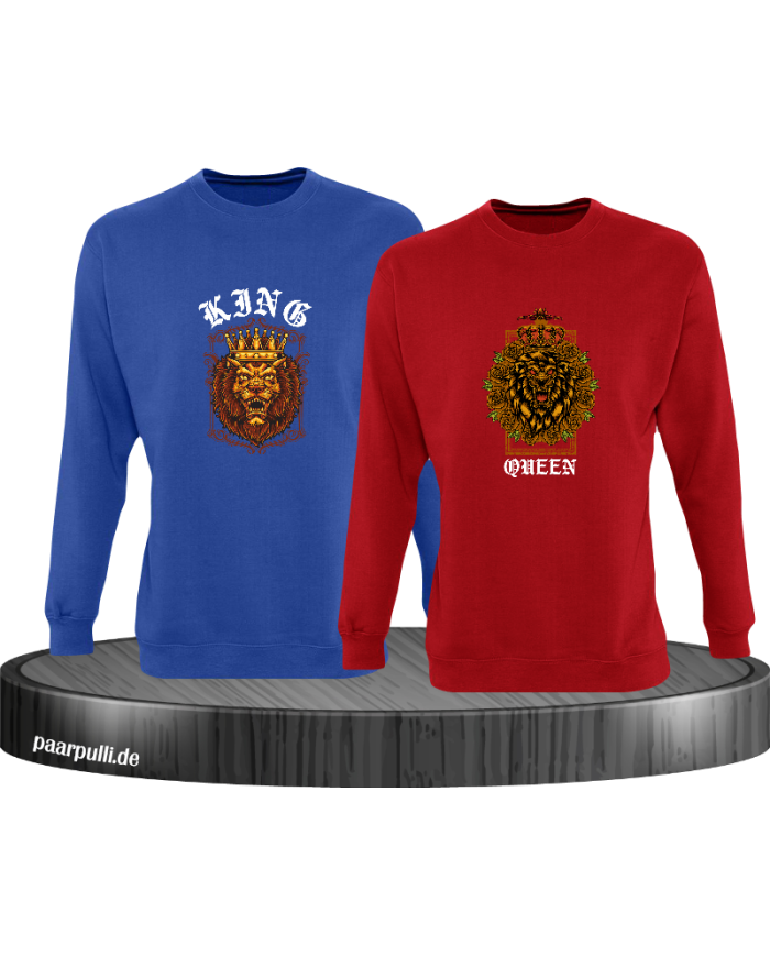 Lion King and Queen mit Wappen Sweatshirt