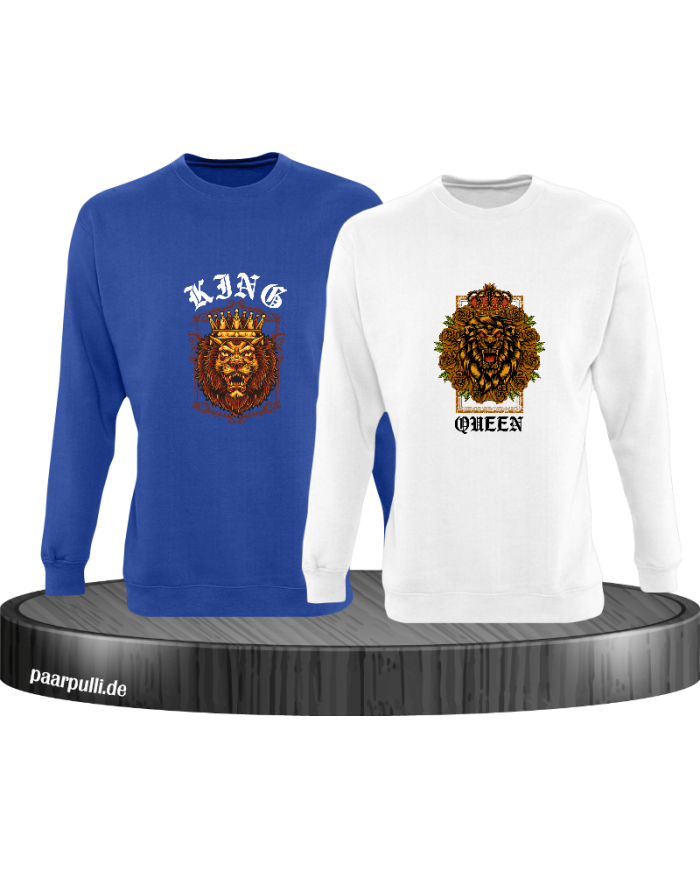 Lion King and Queen mit Wappen Sweatshirt