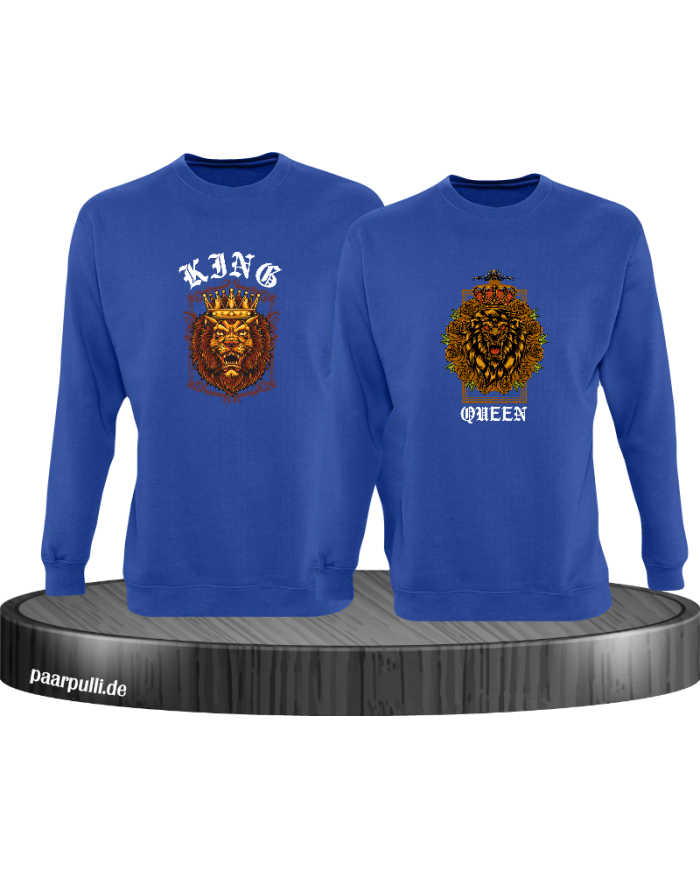 Lion King and Queen mit Wappen Sweatshirt