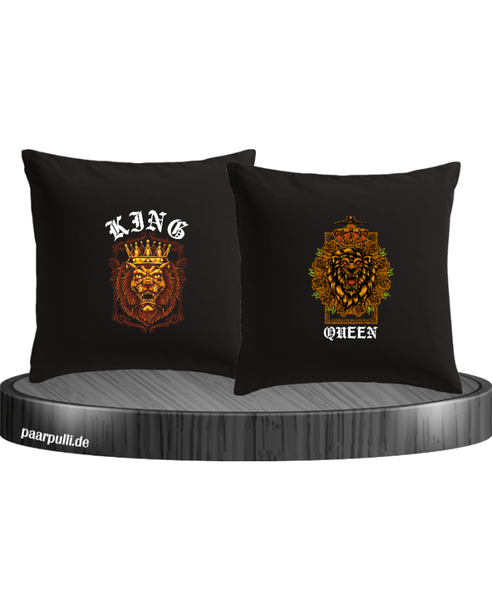 Lion King and Queen mit Wappen Kissenbezüge