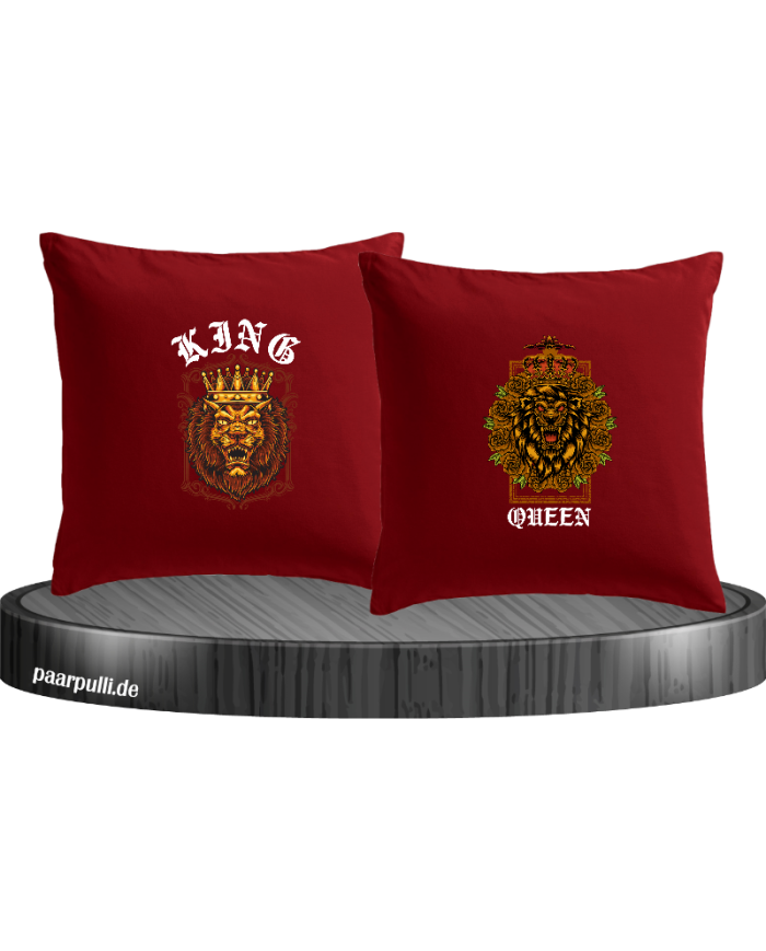 Lion King and Queen mit Wappen Kissenbezüge