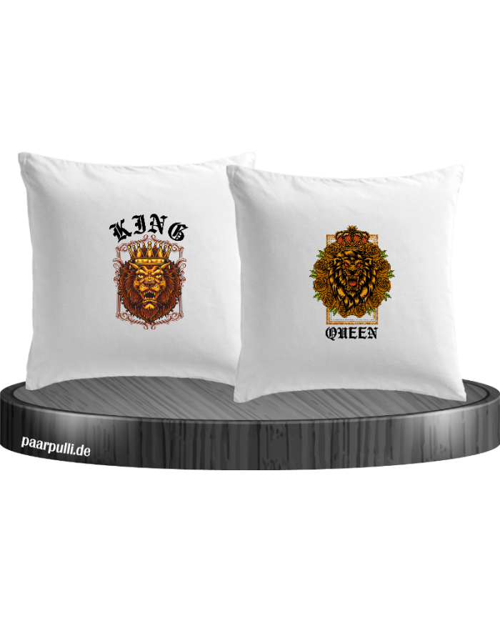 Lion King and Queen mit Wappen Kissenbezüge