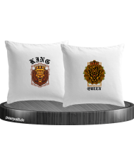 Lion King and Queen mit Wappen Kissenbezüge