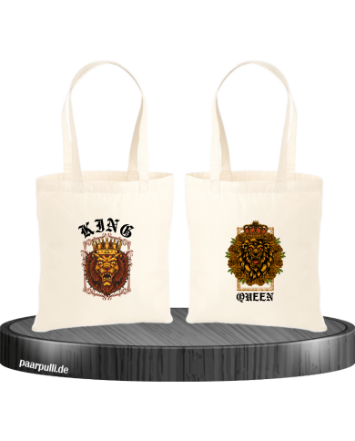 Lion King and Queen mit Wappen Jutebeutel Set