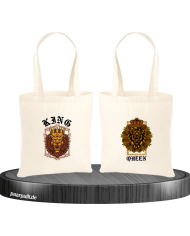 Lion King and Queen mit Wappen Jutebeutel Set