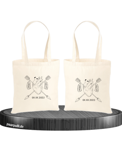 Forever Together mit Wunschdatum Jutebeutel Set