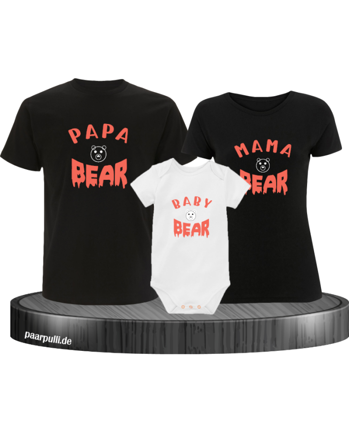 Bear Family 3er Familienset T-Shirts mit  Babybody