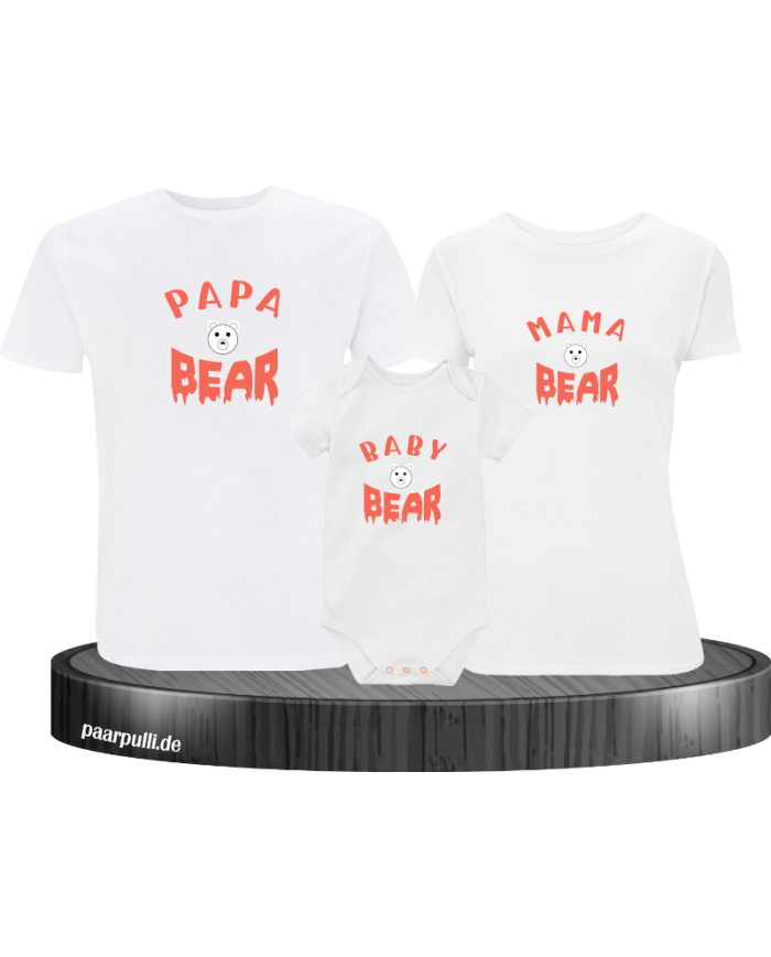 Bear Family 3er Familienset T-Shirts mit  Babybody