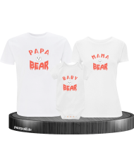 Bear Family 3er Familienset T-Shirts mit  Babybody