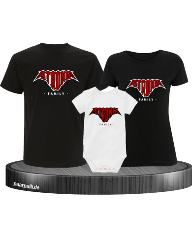 Strong Family 3er Familienset T-Shirts mit  Babybody Strong Family 3er Familienset T-Shirts mit  Babybody