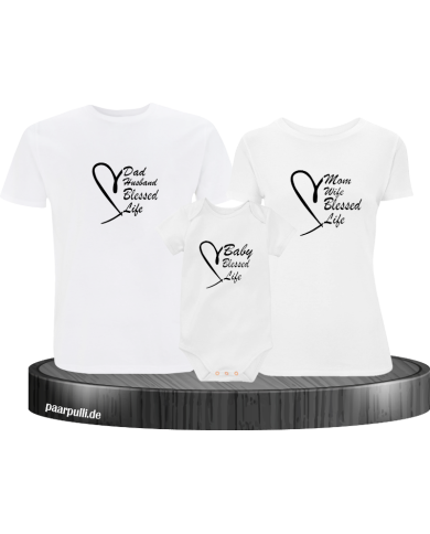 Blessed Family 3er Familienset T-Shirts mit  Babybody Blessed Family 3er Familienset T-Shirts mit  Babybody