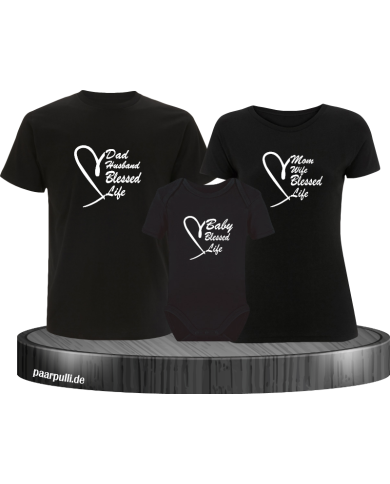 Blessed Family 3er Familienset T-Shirts mit  Babybody Blessed Family 3er Familienset T-Shirts mit  Babybody
