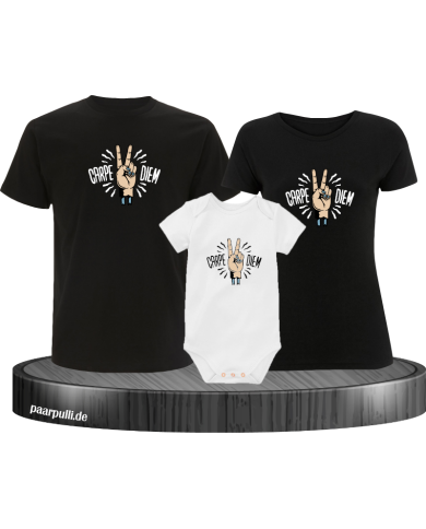 Carpe Diem 3er Familienset T-Shirts mit  Babybody Carpe Diem 3er Familienset T-Shirts mit  Babybody