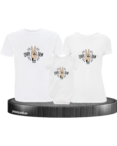 Carpe Diem3er Familienset T-Shirts mit  Babybody Carpe Diem3er Familienset T-Shirts mit  Babybody