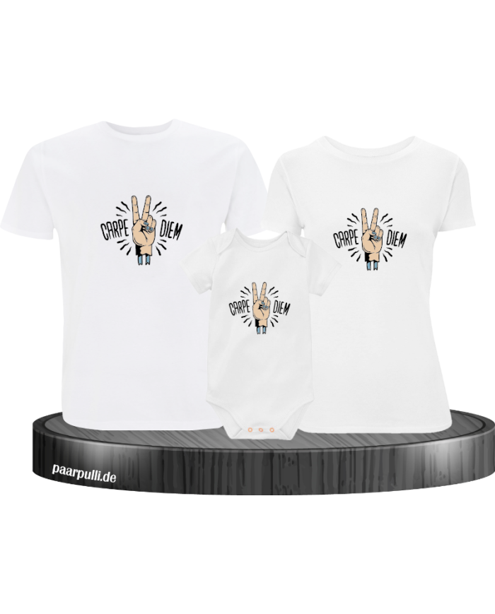 Carpe Diem3er Familienset T-Shirts mit  Babybody