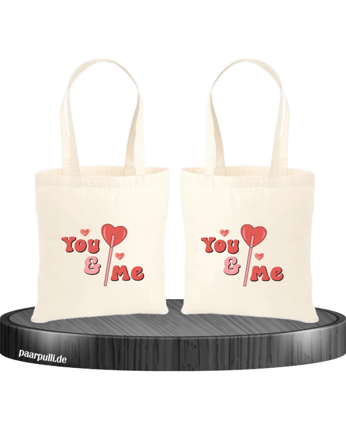 You and Me Herz Jutebeutel