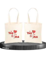 You and Me Herz Jutebeutel