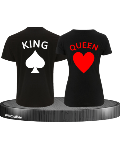 King und Queen Partnerlook mit Pik und Herz in schwarz