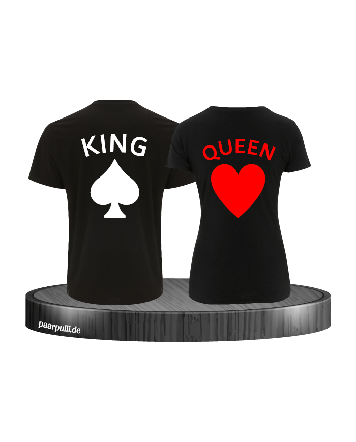 King und Queen Partnerlook mit Pik und Herz in schwarz
