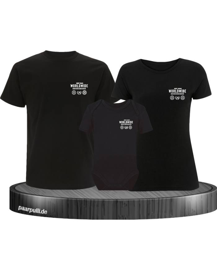 Worldwide Family 3er Familienset T-Shirts mit  Babybody